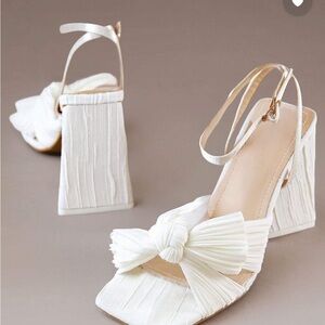 Azazie White Chiffon Heel Sandal